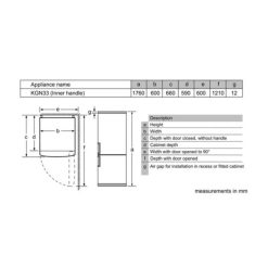 Kích thước tủ lạnh Bosch KGN33NW20G cao cấp