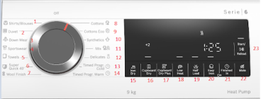 Bảng điều khiển máy sấy Bosch WQG24200SG