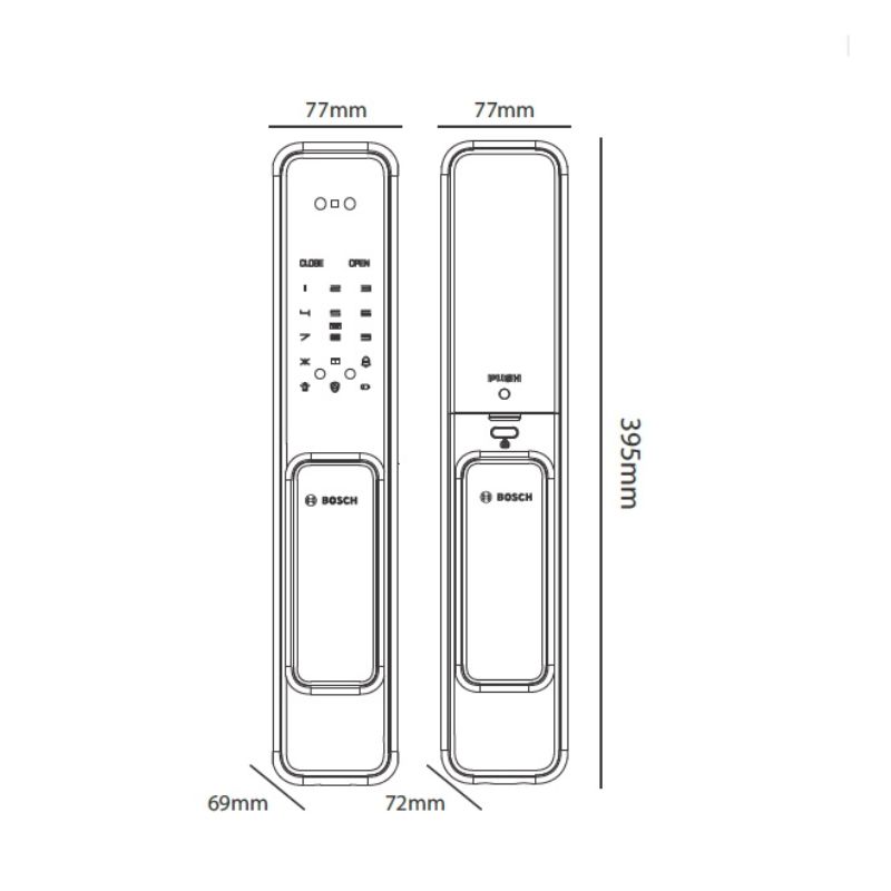 Kích thước khóa cửa điện tử Bosch EL 600BKB màu đen Kích thước khóa cửa điện tử Bosch EL 600BKB màu đen