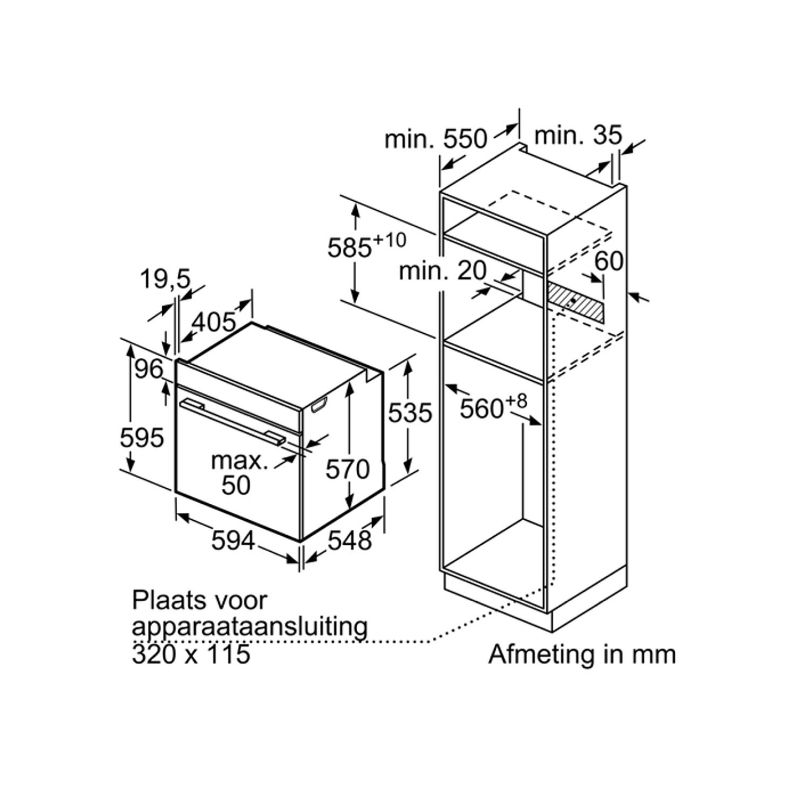 Kích thước Lò nướng Bosch HBA534BS0A Kích thước Lò nướng Bosch HBA534BS0A