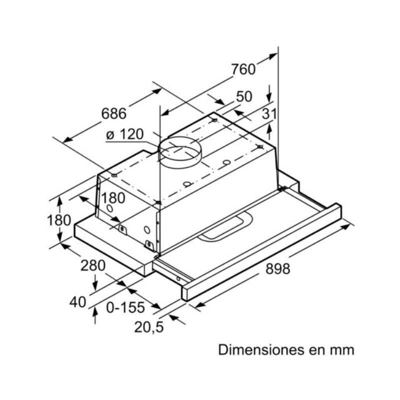 kích thước của Máy hút mùi Bosch DFT93AC50 kích thước của Máy hút mùi Bosch DFT93AC50